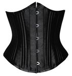 SHAPERX 26 Double Steel Boned Waist Training Corset Body Shaper Heavy Duty Waist Trainer for Weight Loss,SZ1908-Black-XS