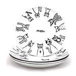 LEADEX Cartoon Cat Porcelain 8-inch Salad Plate Set/Dessert Plate Set,Set Of 4