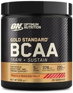 Optimum Nutrition Gold Standard BCAA Powder Branch Chain Amino Acids Supplement with Vitamin C, Wellmune and Electrolytes for Intra Workout Support, Peach and Passionfruit, 28 Servings, 266 g