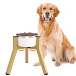 TIDANT Dog Bowl Stand for Medium Large Dogs, Adjustable Width Elevated Dog Bowls for 7-10.6" Wide Bowls, Raised Dog Food & Water Bowls, 11 inch Tall Single Dog Bowl Holder, Gold (Bowl Not Included)