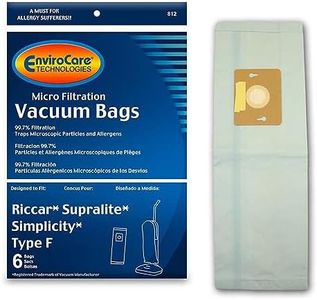 EnviroCare Replacement Micro Filtration Vacuum Cleaner Dust Bags made to fit Riccar Supralite and Simplicity Type F Uprights 6 pack