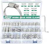 OURU Hose Clamp-150PCS Stainless Steel Hose Clamps Assortment Adjustable 1/4"-1-1/2"(6-38mm) Worm Gear Hose Clamp,Heavy Duty Small Hose Clamps for Automotive,Pipe,Radiator Plumbing,Fuel Line