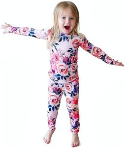 Posh Peanut Baby Pajamas Set - Toddler Sleepers Little Girl Clothes - Kids Two Piece PJ - Soft Viscose from Bamboo (18-24 Months, Dusk Rose)