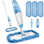 Tina&Tony Microfiber Spray Mop for Floor Cleaning, Hardwood Floor Mop Spray Dry Wet Mop with 3 Reusable Mop Pads & 435ML Refillable Bottle, Kitchen Dust Mop for Hardwood Laminate Tile Floors, Blue