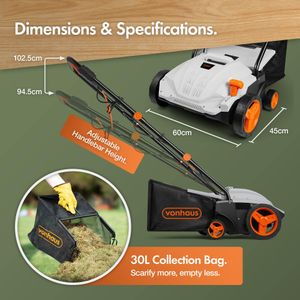 VonHaus 1500W Electric Lawn Scarifier – Powerful Garden Tool