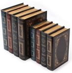 Tebery 2 Pack Decorative Book Boxes Wooden Antique Book Decorations Vintage Book Storage Box