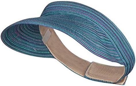 UPF 40+ Multi Colored Poly Braid Sun Visor - Blue OSFM
