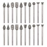 ATOPLEE 20 pcs Diamond Burr Grinding Drill Bit, Diamond Coated Grinding Head with 1/8 Inch Shank Rotary Tool Accessories for Stone Carving, DIY Grinding, Polishing, Engraving