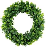 Bhappy Boxwood Wreath 15 inch Artificial Greenery Wreath Indoor Front Door Home Hanging Wall Window Wedding Party Decor