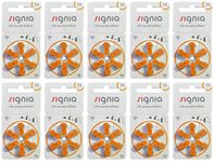 Signia German Made Hearing Aid Mercury Free Batteries. (10 Strip Total 60 Batteries, Size 13)