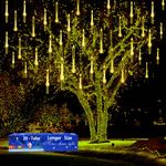 Kwaiffeo Christmas Lights Outdoor, 20 Tube (Equivalent to 2 Sets of 10-Tubes) Meteor Shower Lights Fairy Lights Plug in Christmas Lights for Indoor/Outside/Garden/Xmas Decorations, Warm White