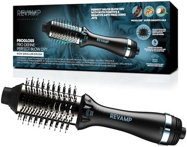 REVAMP Pro Define Perfect Blow Dry Hair Brush, Hot Air Styler - 4 in 1 Hair Dryer Brush for Drying, Detangling, Smoothing and Styling - Volumising Blowdry Hairbrush with Progloss Super Shine Oils