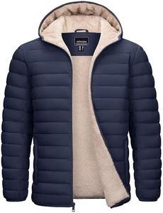 Cotrasen Mens Winter Jacket with Hood Warm Thick Sherpa Lined Coat Waterproof Puffer Jacket Outerwear Navy XL