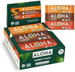 ALOHA Organic Plant Based Protein Bars - 3 Flavor Variety Pack - 12 Count, 1.9oz Bars - Vegan Snacks, Low Sugar, Gluten-Free, Low Carb, Paleo, Non-GMO, Stevia-Free, No Sugar Alcohol Sweeteners