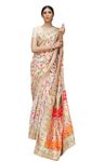 SGF11- Women's Kanjivaram Pure Soft Silk Handloom Saree Pure Golden Zari With Blouse Piece (White Kashmiri)