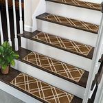 Sussexhome Carpet Stair Treads for Wooden Steps - Indoor Staircase Step Treads with Thick Carpet & Pattern Design - Self Adhesive Safety Treads to Prevent Slipping - Pet & Kid-Friendly - 13-Pack