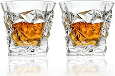 Farielyn-X Whiskey Glass Transparent, 310 ML, Whisky Glass, Diamond Design Bar Glass for Drinking Bourbon, Whisky, Scotch, Cocktails, Cognac - Old Fashioned Cocktail Tumblers Set of 6 (Stone .$., 6)