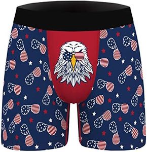 Ainuno Novelty Boxers Mens Funny Boxer Briefs Underwear Gag Gifts for Men No Fly, Blue Flag Glasses, Large