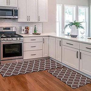 EZYHOME Anti Fatigue Kitchen Mats for Floor 2 Piece Set, Memory Foam Cushioned Rugs, Comfort Standing Desk Mats for Office, Home, Laundry Room, Waterproof & Ergonomic