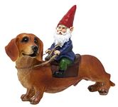 Funny Guy Mugs Gnome and a Dachshund Garden Statue- Indoor/Outdoor Garden Dog Gnome Sculpture for Patio, Yard or Lawn