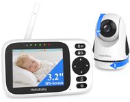 HelloBaby Baby Monitor with Camera and Audio, Video Baby Monitors Night Vision, Pan 320°& Tilt 120° Without WiFi, 3.2’‘ IPS Display 2-Way Talk, ECO Mode, 1000ft, 8 Lullabies and 8 Languages (HB6339)