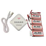 Fytoo Accessories 4PCS 3.7V 800mah Jst Connector Lithium Battery with 4-in-1 Charger for MJX X400 X400W X800 X300C Sky Viper S670 V950HD V950str HS200W Quadcopter Spare Parts Drone Battery