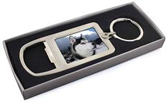 Siberian Husky Dog Chrome Metal Bottle Opener Keyring in Box Gift Mans