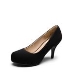 DREAM PAIRS Women's Low Stiletto Heel Party Shoes Classic Elegant Versatile Dress Platform Pumps TIFFANNY,Size 5,Black/Nubuck,TIFFANNY