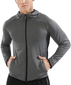 Muscle Alive Uomo Cerniera in Esecuzione Felpe con Cappuccio Sport Giacche Fitness Palestra Camicia Gli Sport Superiore Grigio L