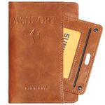 BIAOTIE Passport Holder Men, Waterproof RFID Blocking Travel Passport Wallet with Credit Card Holders, Vacation Travel Must Haves Travel Accessories for Men Women, Brown, Classic