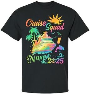 Custom Cruise Squad Shirts 2025, Matching Family Vacation Tees with Name, Personalized Group or Friends Cruise Squad Outfits, Toddler Black 2T