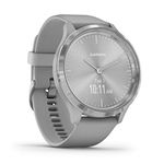 Garmin vivomove 3, Hybrid Smartwatch with Real Watch Hands and Hidden Touchscreen Display, Silver with Gray Case and Band, 44mm