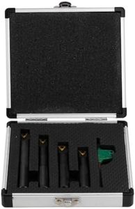 YUFUTOL 4 Pcs 1/2" Round Shank Indexable Boring Bar Set with TCMT21.51 TCMT110204 Indexable Carbide Inserts, 90 Degree