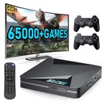 Kinhank Retro Game Console Super Console X2 Pro Built-in 65000+ Games, Video Game Console Android 9.0/CoreE/Emuelec 4.6 3 System in One, S905X2 Chip, 4K UHD Output,2.4G/5G, BT 5.0, 2 Controllers
