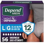 Depend Night Defense Adult Incontinence Underwear for Men, Disposable, Overnight, Large, Grey, 56 Count