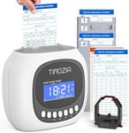 TIMOZIA Time Clock with Passcode, Auto-Align Time Card Machine, 6 Punches per Day Time Clock Punch Machine with 100 Time Cards, 2 Ink Ribbons and 4 Racks(White, Military Time)