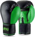 Lions Boxing Gloves - Premium Faux Leather, Pro Sparring Training Muay Thai Gloves, MMA Punching Kickboxing Bag Focus Mitts Fighting Training Workout for Men Women (INJECTION MOULD GREEN, 10OZ)