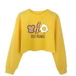 G-Amber Girls Crop Tops Sweatshirts Kids Cute Long Sleeve Printings Fashion Pullover Shirt Best Friends Yellow