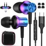 USB C Headphone for iPhone 16 15 Pro Max Google Pixel 7 7a 8 8a 9 Type C Earphone HiFi Magnetic in-Ear Cord Headset Noise Canceling Wired Earbuds for iPad 10 Air 6 5 Samsung A54 A53 S24 S23