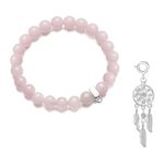 Philip Jones Rose Quartz Gemstone Bracelet with Dream Catcher Created with Zircondia® Crystals