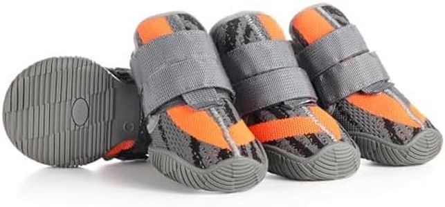 AOKOWN Dog Shoes for Large Dogs, Outdoor Dog Boots & Paw Protectors for Hot Pavement, Winter Snow Hiking, Breathable Dog Booties, Indoor Hardfloors Anti Slip Sole Grey Size 9