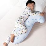 BYRIVER 35" Curve Long Body Pillow for Kids Girls Boys Toddler, Swan Child Hug Sleep Pillow, Removable Hypoallergenic Jersey Cotton Pillow Cover, Plush Gifts for Kids (Baby Shark)