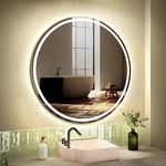 Glass Luppra Round Wall Mounting Mirror With Light|Bathroom Mirror,Venity Mirror,Smart Mirror Size 24X24 Inch|Led Mirror 3 Tone(Cool White,Natural White,Warm White).