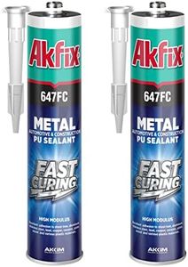 Akfix 647FC Fast Curing White Seam Sealer Automotive (2x10.1 Oz.) - Urethane Autobody Seam Sealer Adhesive for Metal Joints, RV Roof Sealant, Sandable, Paintable and Durable Bonding | White, 2 Pack
