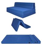 SAPPHIRE 12 cm Tri-Fold Foam Folding Mattress and Z Bed Sofa for Guests or Floor Mattress (Double Navy)