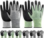 Kebada Gardening Gloves for Men, 6 Pairs Breathable Garden Gloves, Foam Latex Coated, Stretchable Knitting General Duty Work Gloves, Made from Recycled PET Bottles,Green & Gray, Medium