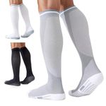 Niorasen Compression Socks for Women, 3 Pairs Flight Socks for Men (20-30mmHg), Travel Socks, Compression Stockings Fit Running, Football, Flying, Medical, Prevent Varicose Veins, Promote Circulation