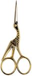 SINGER 4.5” Forged Embroidery Gold Plated, Stork Design Scissors, Titanium
