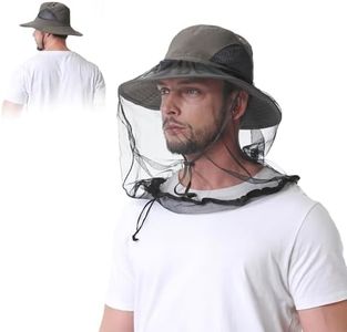 Mosquito Net Hat - Safari Sun Visor Hat with Removable Bug Net for Outdoor Men and Women Army Green