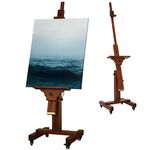 VISWIN Extra-Large Studio Easel, Hold Canvas to 180 cm, Tilts Flat, Adjustable Movable Solid Beech Wood Heavy Duty Easel Stand, Art Easel for Adult, Artist, Large Easel for Painting Canvas, TV